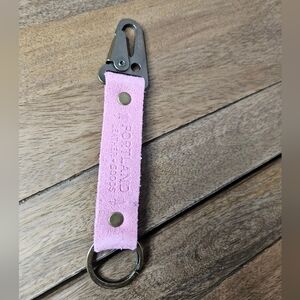 Portland Leather Long Keychain Pink Suede